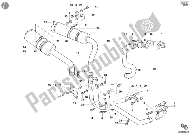 All parts for the Exhaust System of the Ducati Superbike 748 E 2002